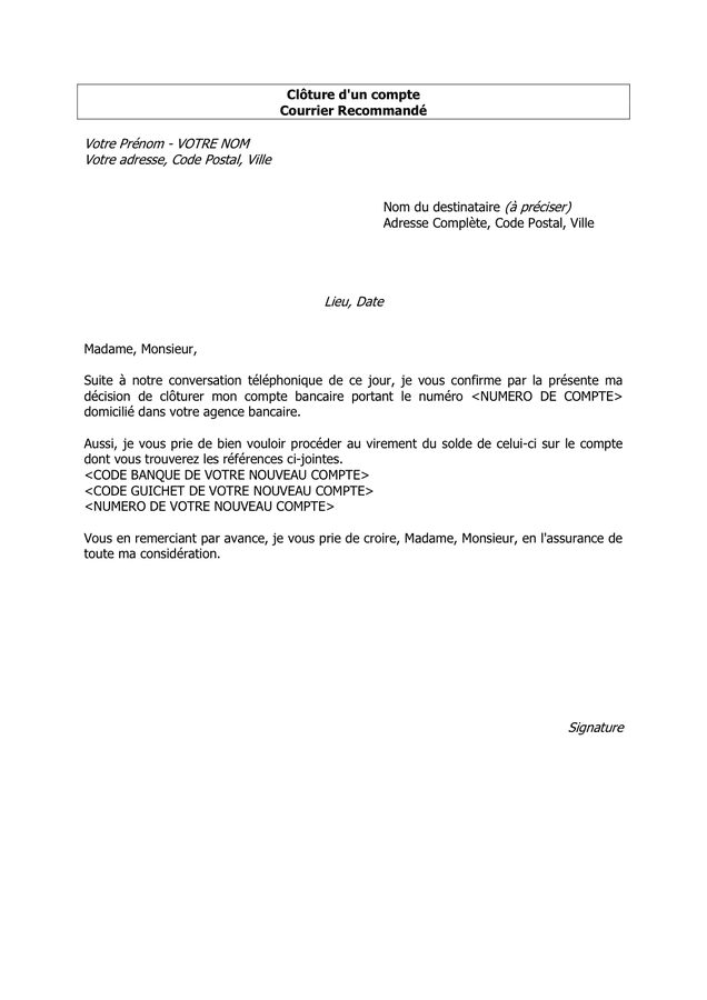 Modele Lettre Cloture De Compte FMQZXS