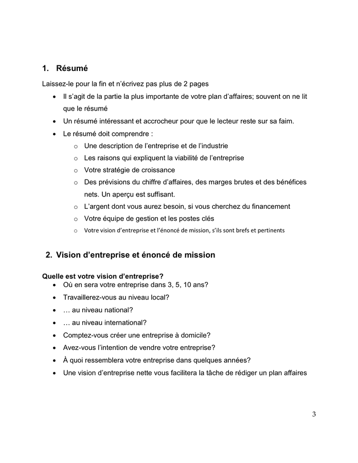 Modelé De Plan Daffaires Doc Pdf Page 3 Sur 11 4508