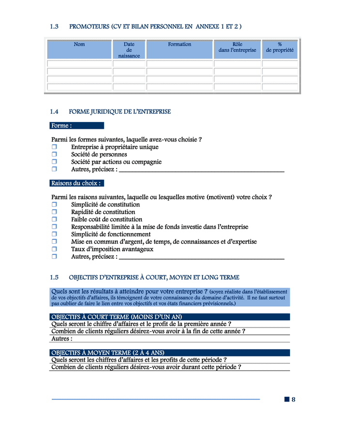 Exemple De Plan D’affaires - DOC, PDF - Page 8 Sur 34