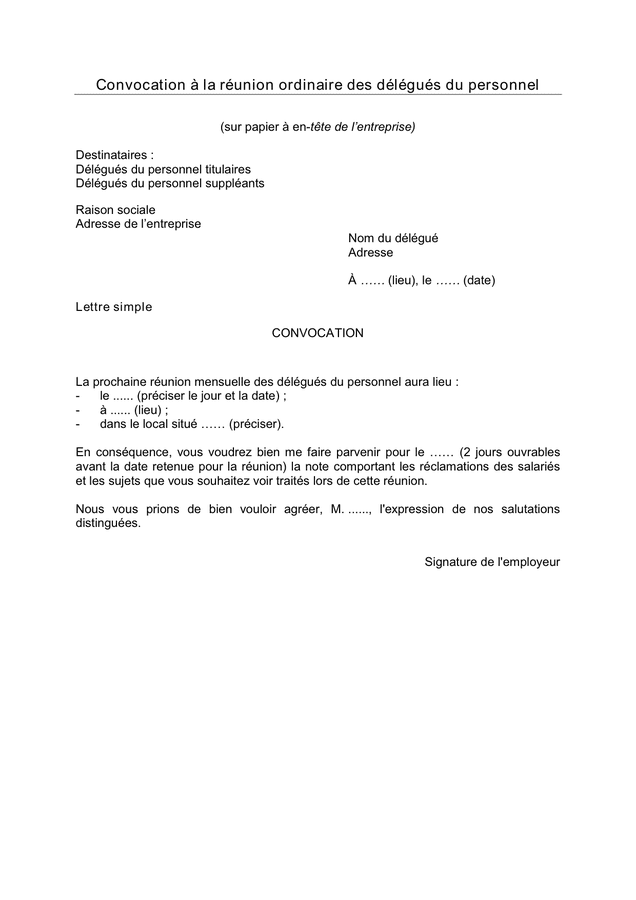 Mod le De Lettre De Convocation Une R union KTHUV Mod le De Lettre De Convocation Une R union KTHUV