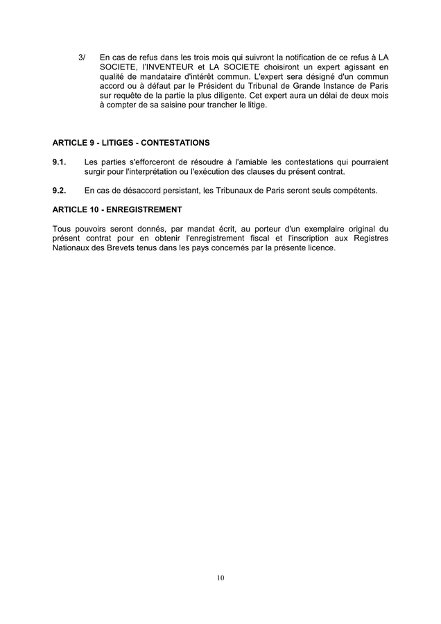 Modelé de contrat de licence d’exploitation sur brevet DOC, PDF