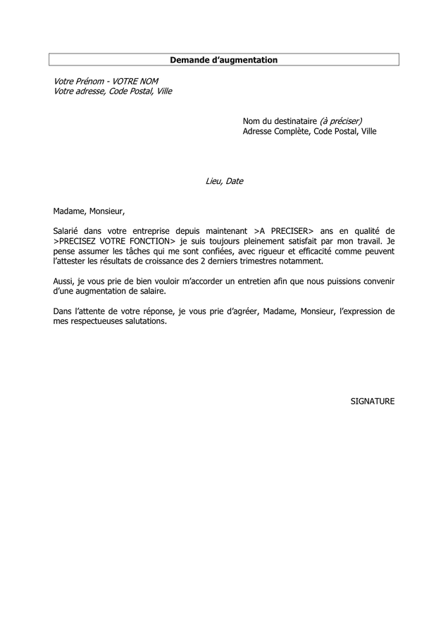 Model De Demande D augmentation T l chargement Gratuit Documents PDF Model De Demande D augmentation T l chargement Gratuit Documents PDF