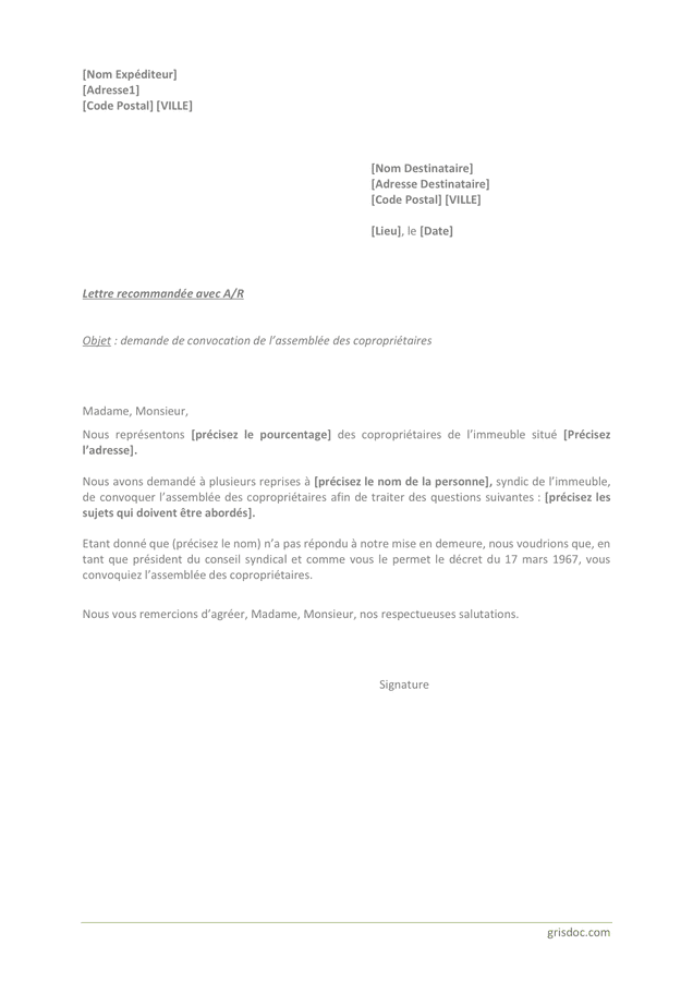 Mod le Lettre De Convocation R union RFIFJT Mod le Lettre De Convocation R union RFIFJT