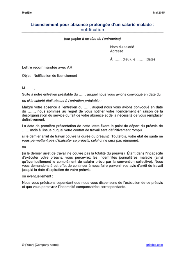 Lettre de licenciement téléchargement gratuit documents PDF, Word et