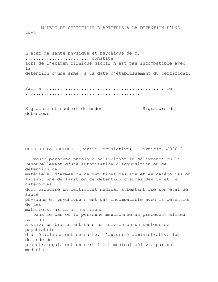 Modelé de certificat d’aptitude a la detention d’une arme DOC, PDF page 1 sur 2 Modelé de certificat d’aptitude a la detention d’une arme DOC, PDF page 1 sur 2