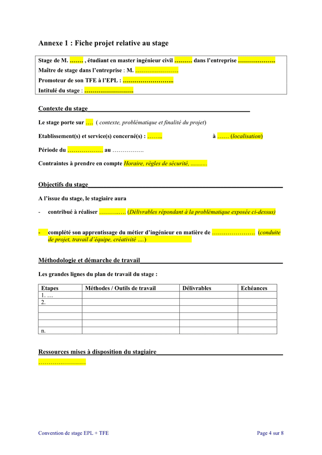 Modelé de convention de stage lié à un travail de fin d’etude - DOC ...