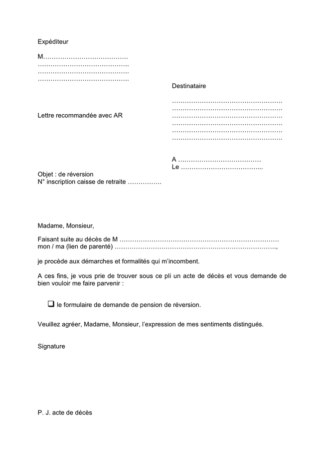 demande de pension de réversion doc pdf page 1 sur 1