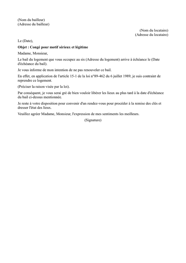 Demande de congé pour motif sérieux et légitime DOC, PDF page 1 sur 1
