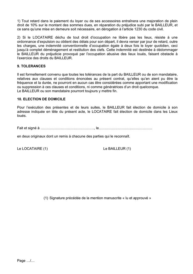 Contrat de location - box automobile - DOC, PDF - page 4 sur 5