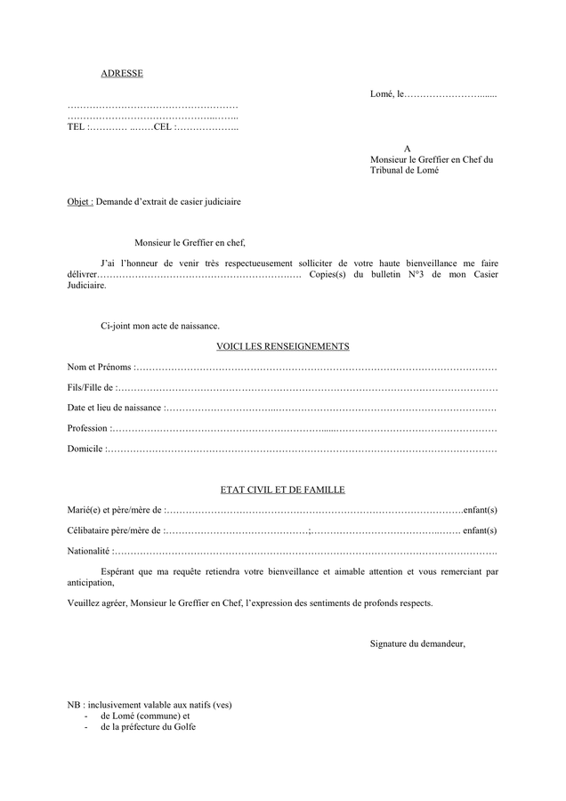 Demande d’extrait de casier judiciaire DOC, PDF page 1 sur 1