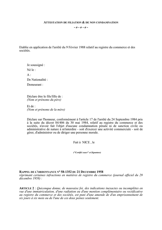 Mod le Attestation De Non Condamnation Word PUSHE Mod le Attestation De Non Condamnation Word PUSHE