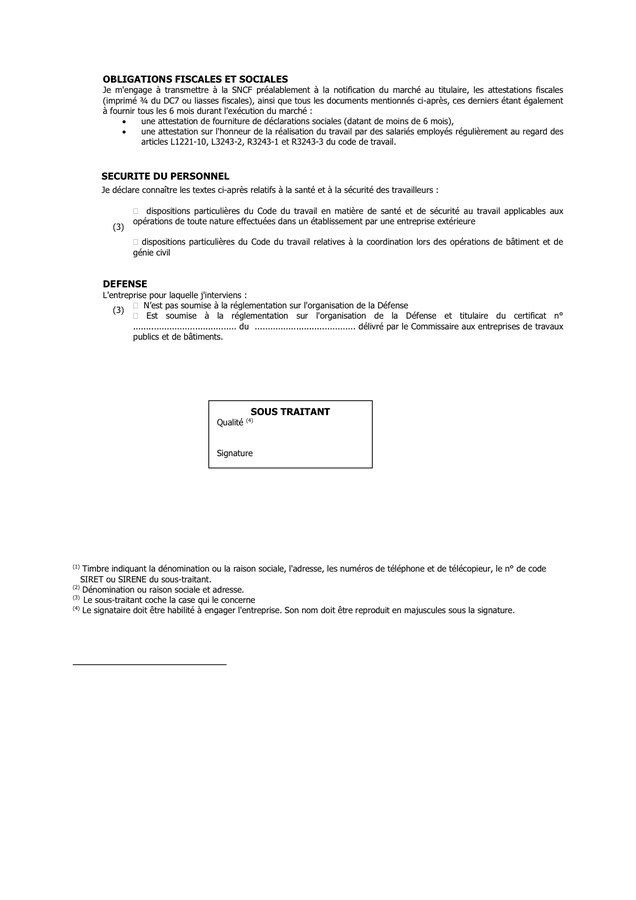 Model D Acte Sp Cial De Sous Traitance Doc Pdf Page Sur