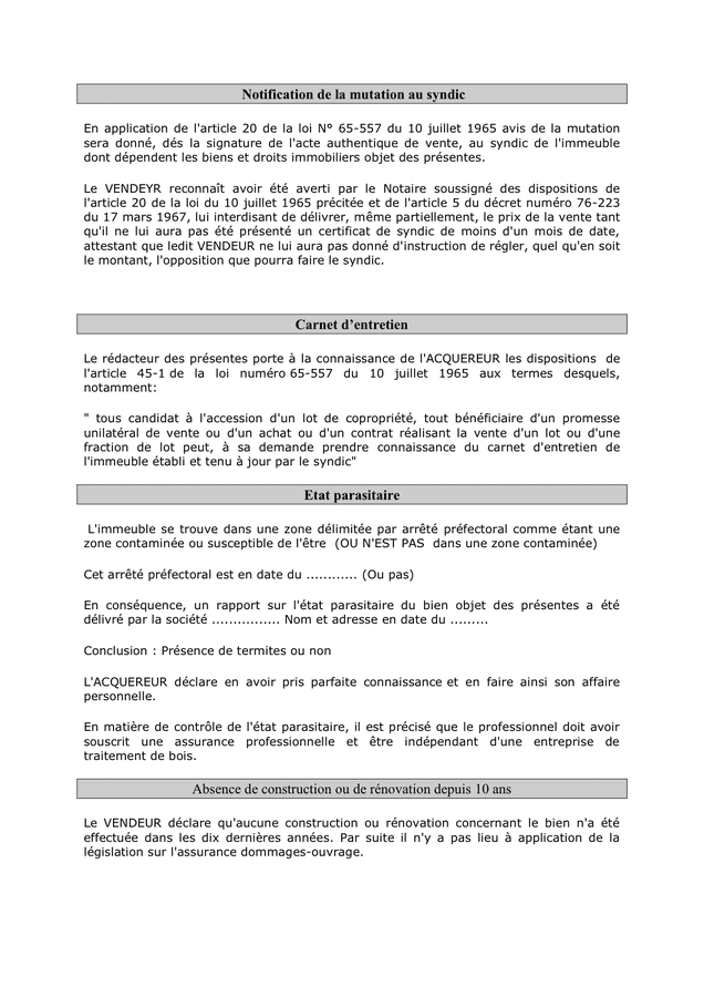 modelé de compromis de vente doc pdf page sur