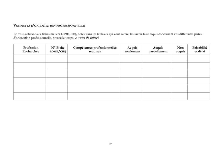 Modelé de bilan  projet professionnel  DOC, PDF  page 19 sur 30