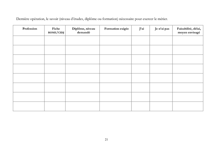 Modelé de bilan  projet professionnel  DOC, PDF  page 21 sur 30