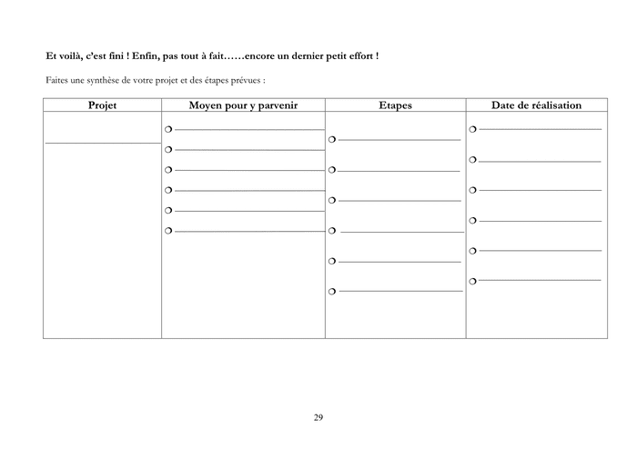 Modelé de bilan  projet professionnel  DOC, PDF  page 29 sur 30