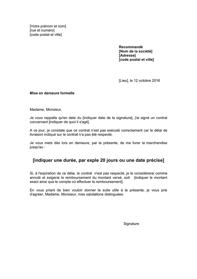 Mod le De Mise En Demeure T l chargement Gratuit Documents PDF Word Mod le De Mise En Demeure T l chargement Gratuit Documents PDF Word