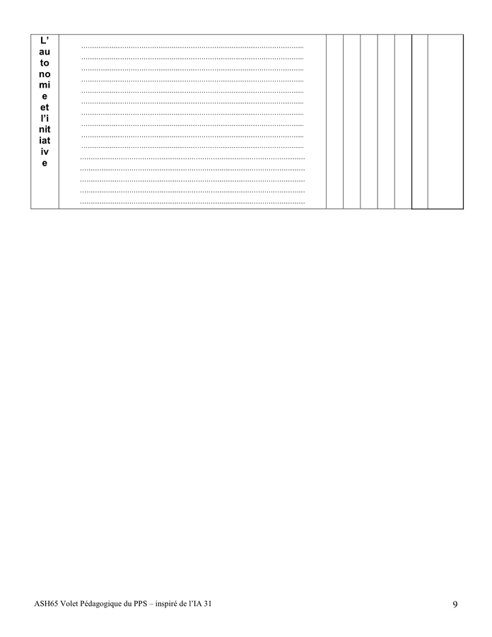 Projet personnalisé de scolarisation  DOC, PDF  page 9 sur 9