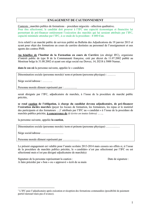 Attestation De Caution Attestation Caution Simple BYGS