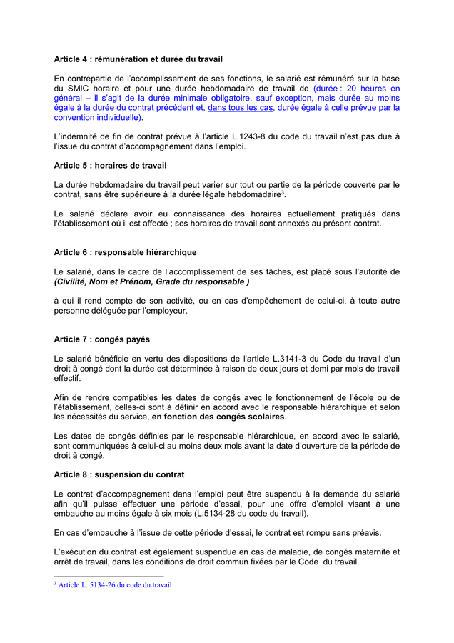 Modelé de contrat de travail pour l’embauche d’un salarié (France ...