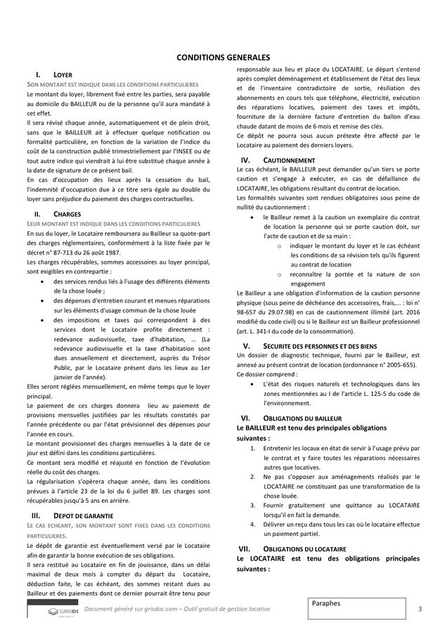 Modelé De Contrat De Location - DOC, PDF - Page 3 Sur 5