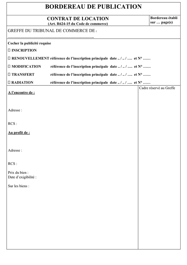 Contrat De Location - DOC, PDF - Page 1 Sur 1