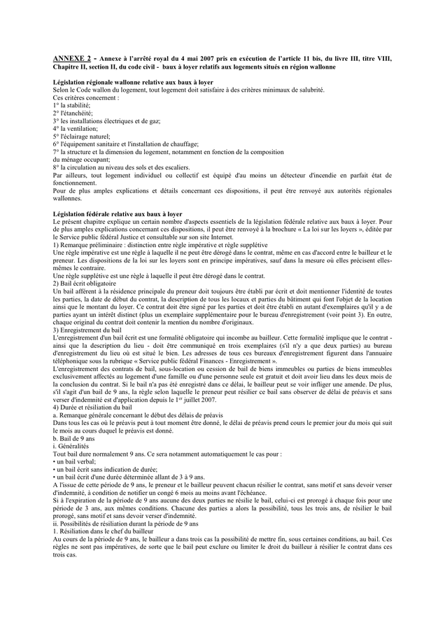Modelé de contrat de bail residence principale (Belgique) DOC, PDF page 10 sur 12