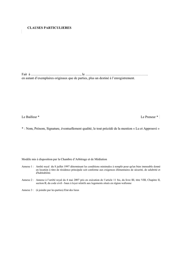 Modelé de contrat de bail residence principale (Belgique) DOC, PDF page 8 sur 12