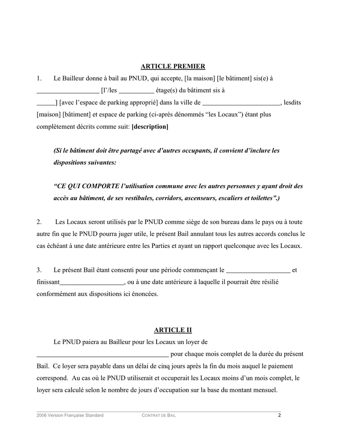 Exemple De Contrat De Bail - DOC, PDF - Page 2 Sur 11