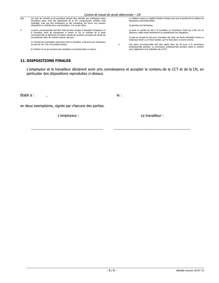 Contrat De Travail De Duree Determinee Doc Pdf Page Sur