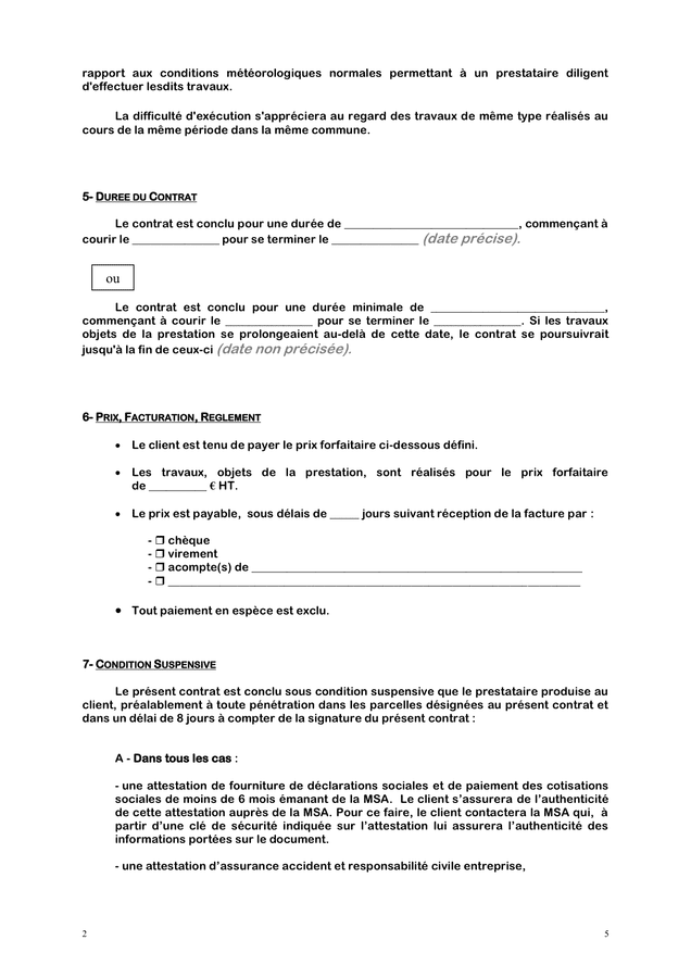 Modelé de contrat de prestations de travaux viticoles - DOC, PDF - page ...