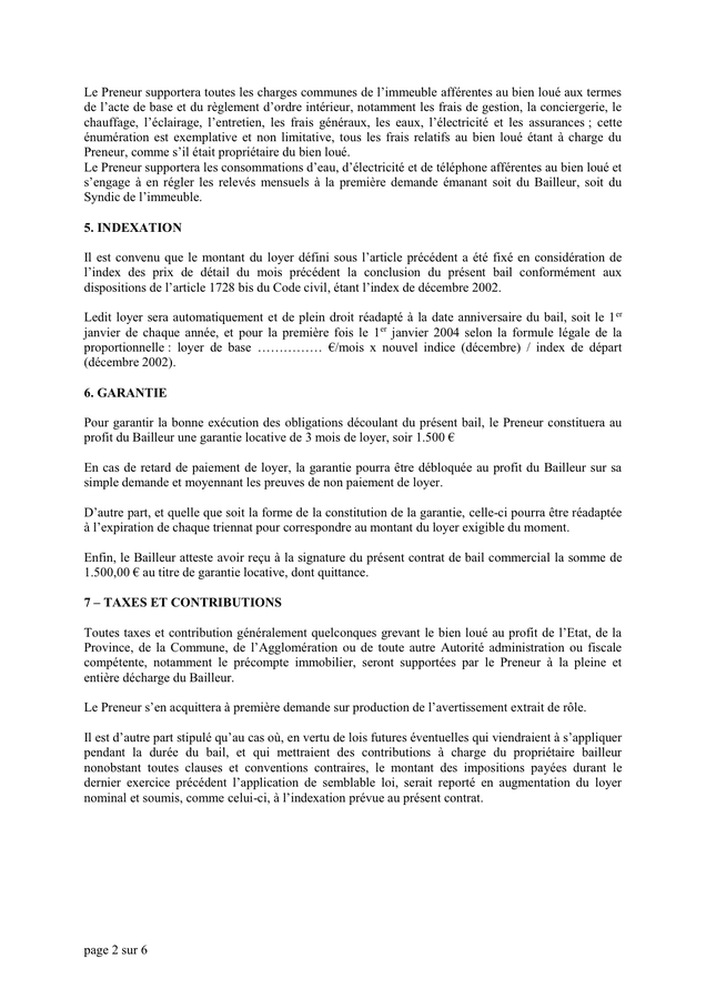 Exemple De Bail Commercial Doc Pdf Page 2 Sur 6