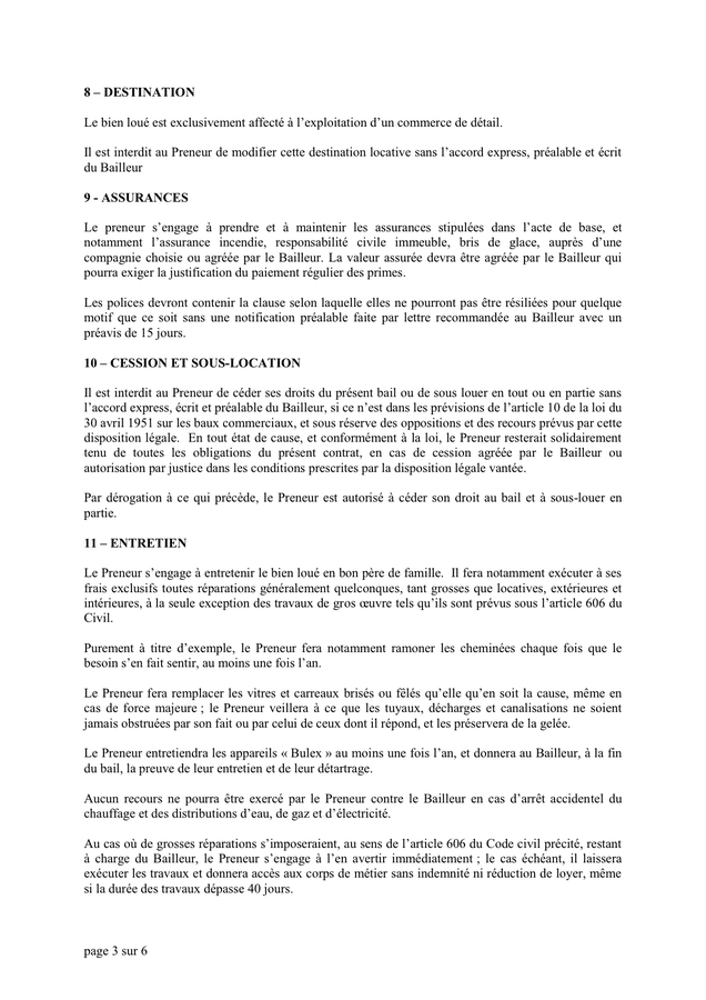 Exemple De Bail Commercial DOC PDF Page 3 Sur 6