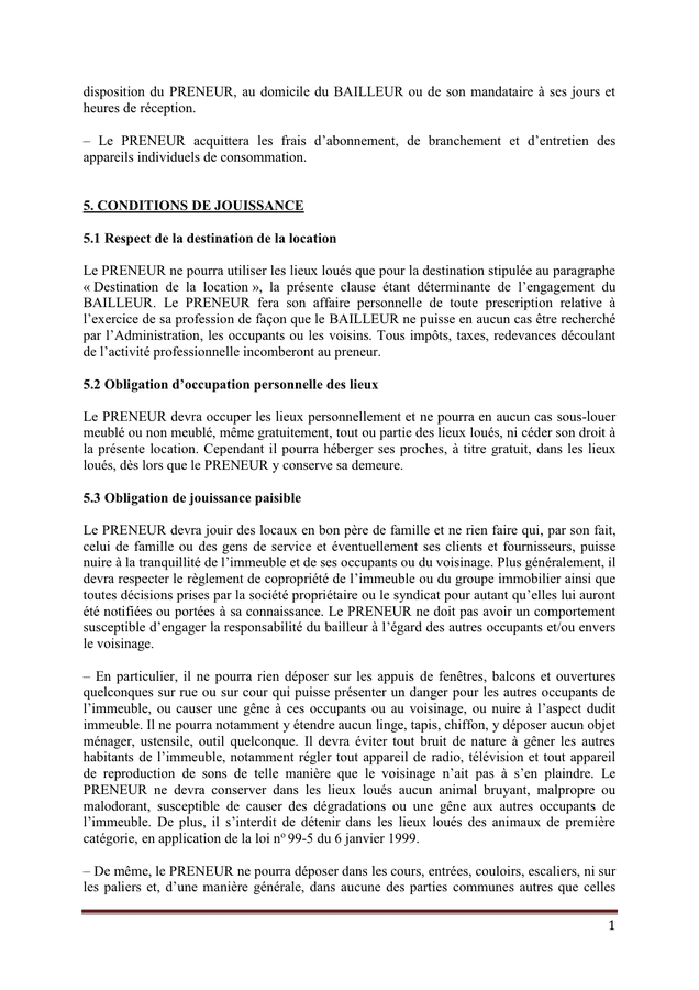 Model De Bail D habitation Principale DOC PDF Page 8 Sur 15