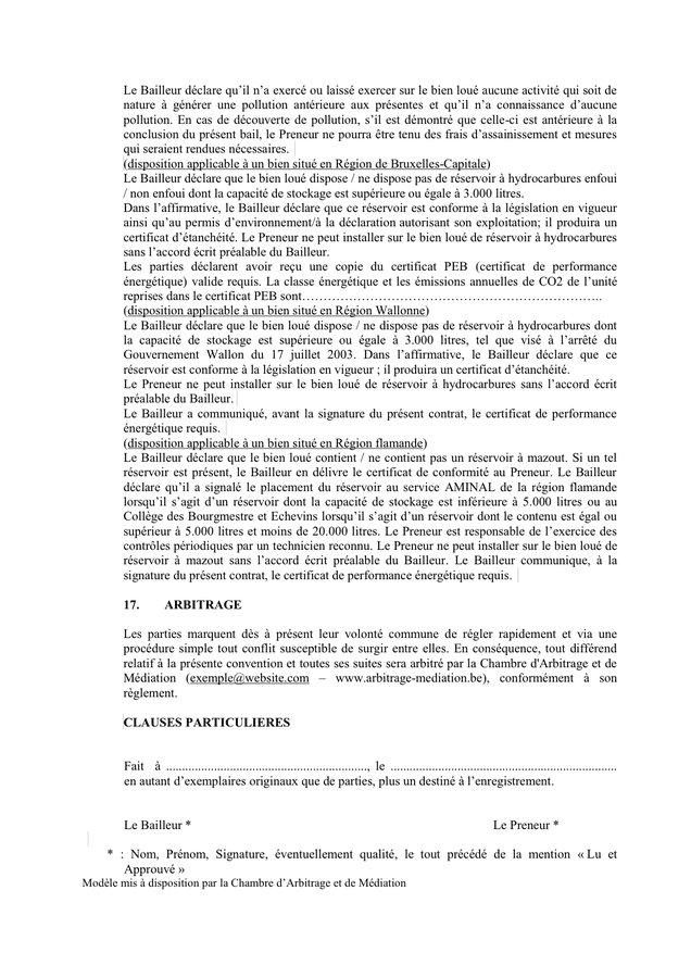 Bail Commercial (Belgique) - DOC, PDF - Page 7 Sur 7