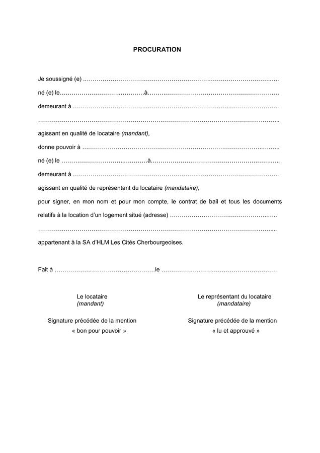 Model De Procuration T l chargement Gratuit Documents PDF Word Et Excel