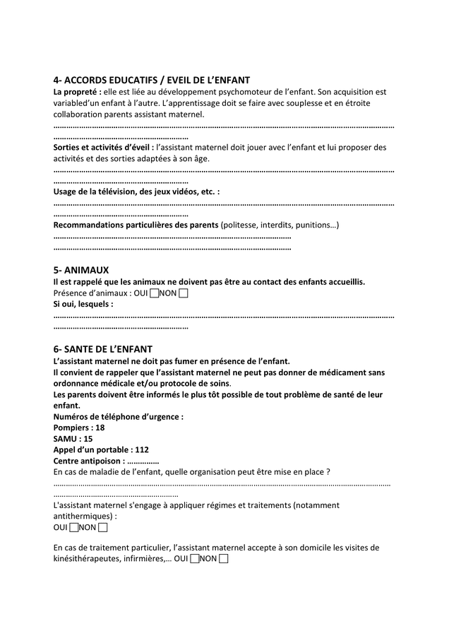 Contrat De Travail A Duree Indeterminee Dassistant Maternel Doc Pdf