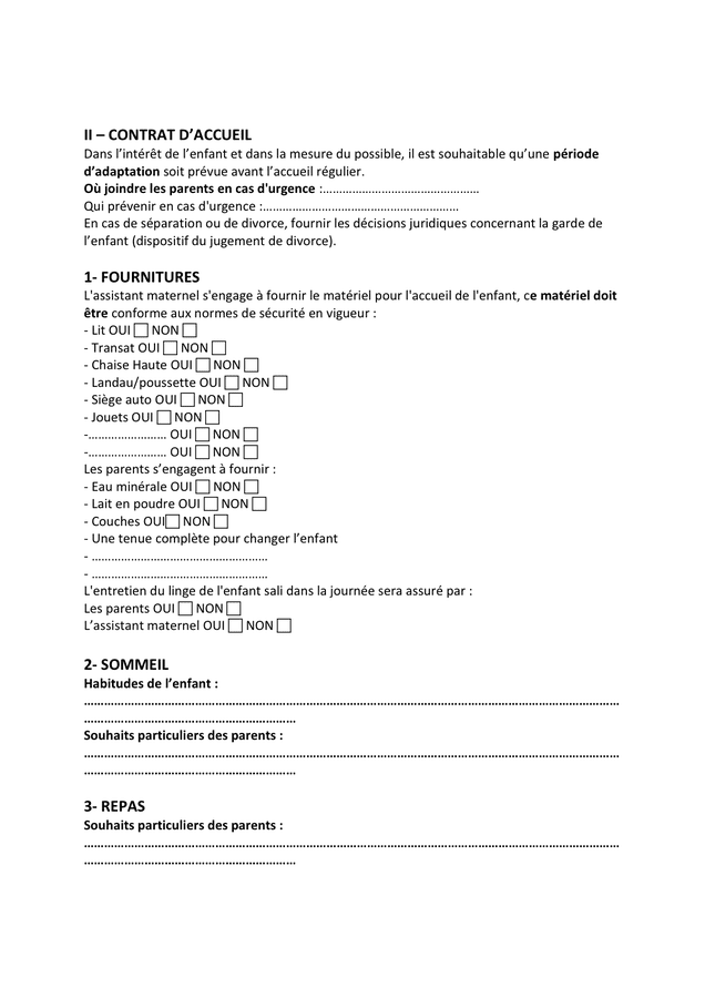 Contrat De Travail A Duree Indeterminee Dassistant Maternel Doc Pdf