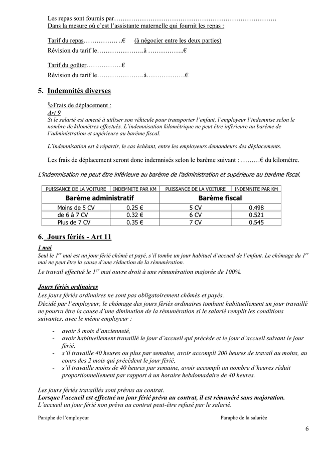 Contrat De Travail Assistant Maternel Doc Pdf Page Sur