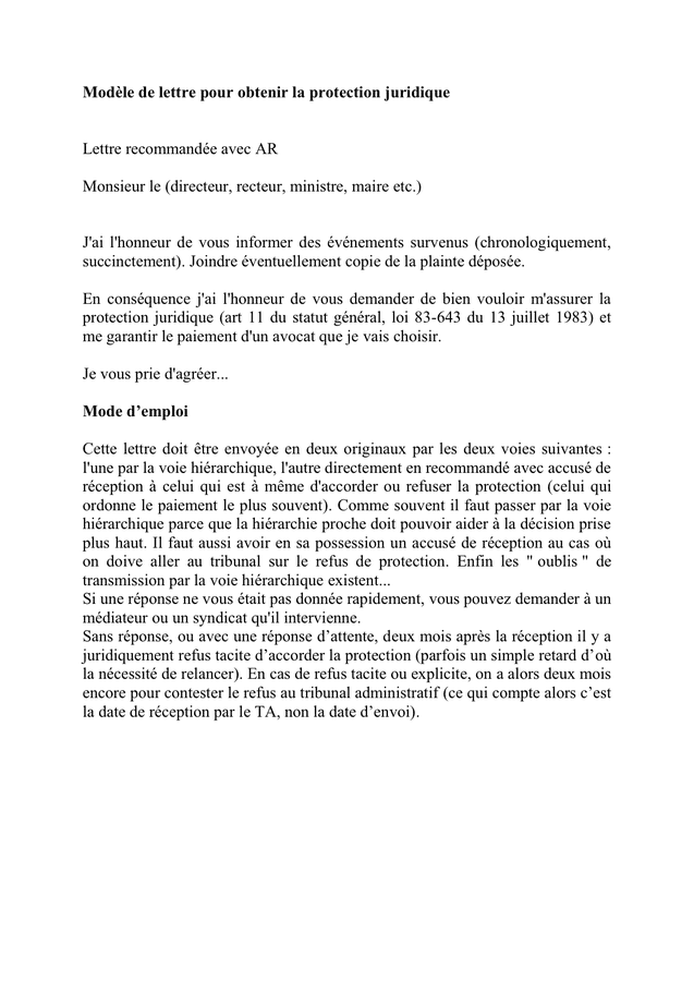 Mod le De Lettre Pour Obtenir La Protection Juridique DOC PDF Page mod-le-de-lettre-pour-obtenir-la-protection-juridique-doc-pdf-page