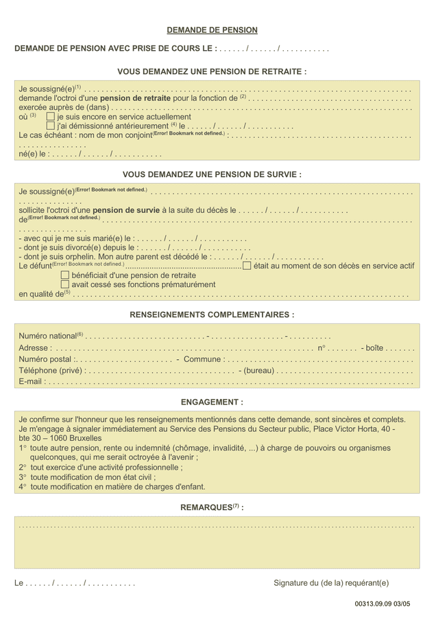 Demande de pension (Belgique) - DOC, PDF - page 1 sur 5