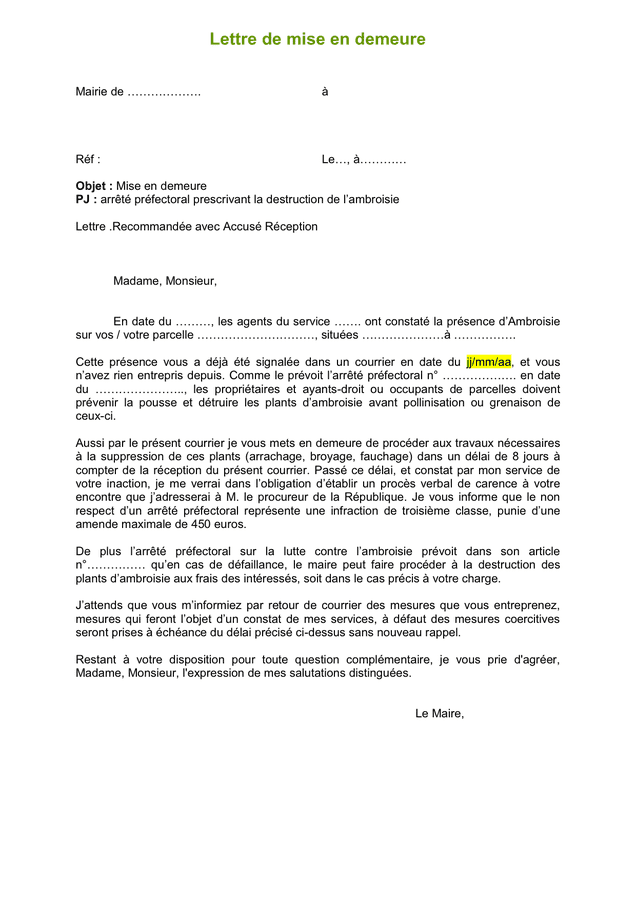 Mod le De Mise En Demeure T l chargement Gratuit Documents PDF Word Mod le De Mise En Demeure T l chargement Gratuit Documents PDF Word