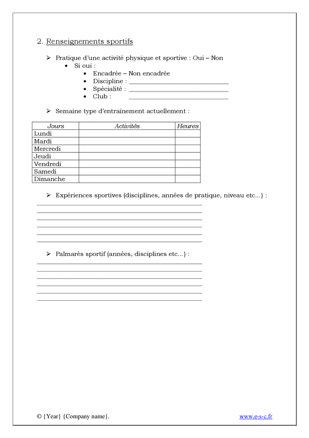 Fiche d'informations individuelles - sport - DOC, PDF - page 3 sur 7