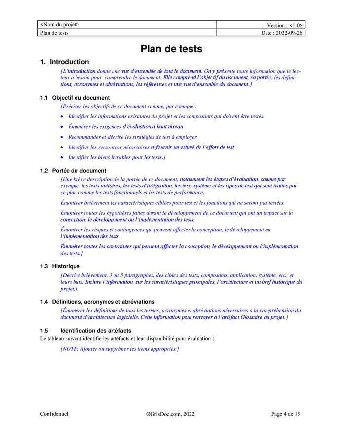 Modèle De Plan De Tests - DOC, PDF - Page 4 Sur 19