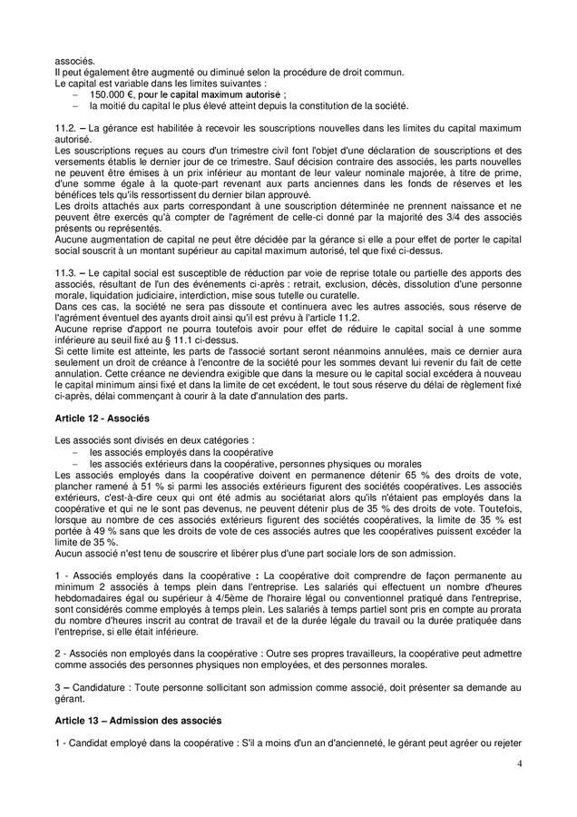 Modèle de statuts SCOP - DOC, PDF - page 4 sur 10