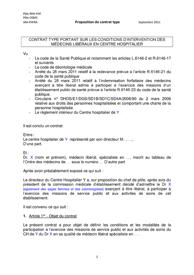 Contrat type conditions d