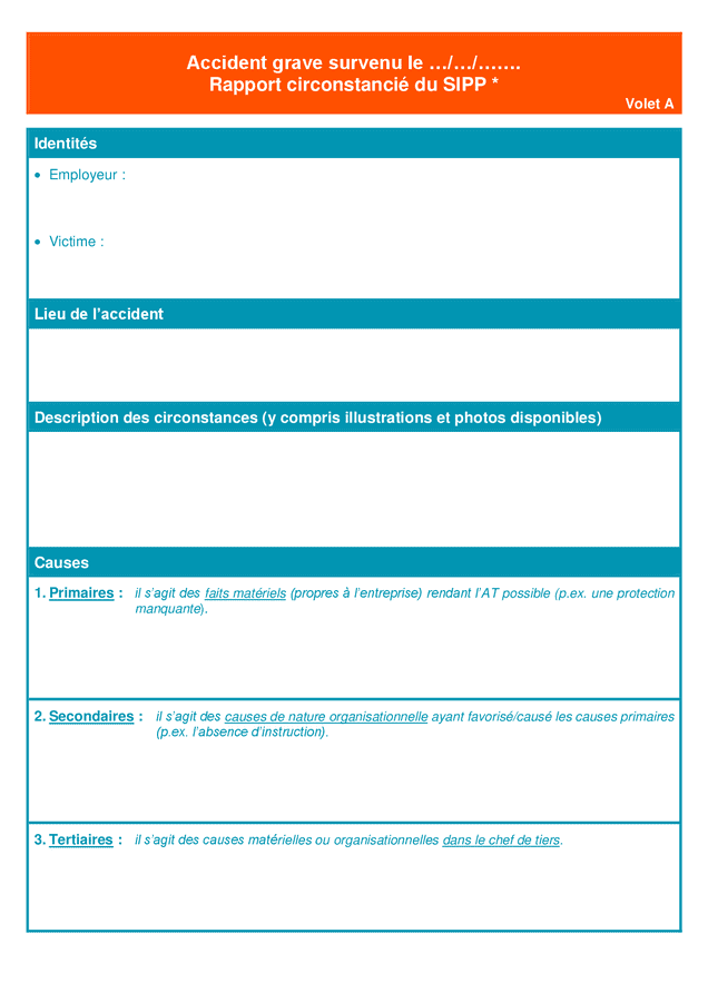 Modèle de rapport détaillé d'accident grave - DOC, PDF - page 1 sur 3