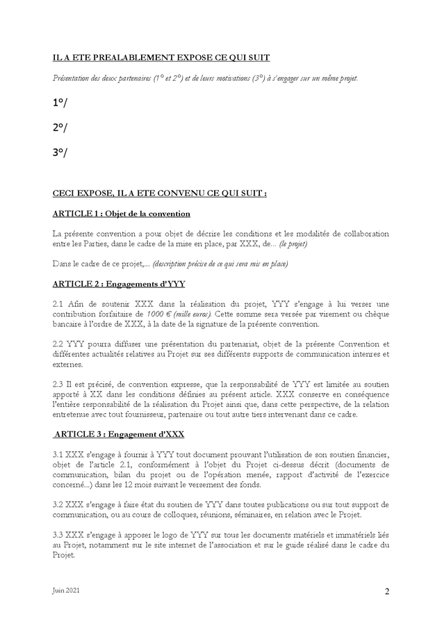 Modele convention de partenariat DOC, PDF page 2 sur 4