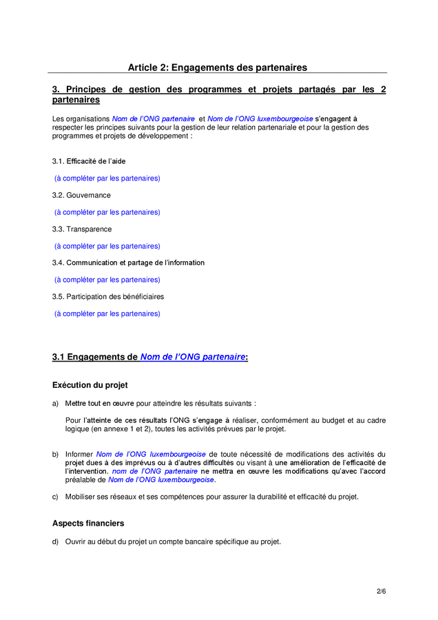 Modele De Convention De Partenariat (Luxembourg) - DOC, PDF - Page 2 Sur 6