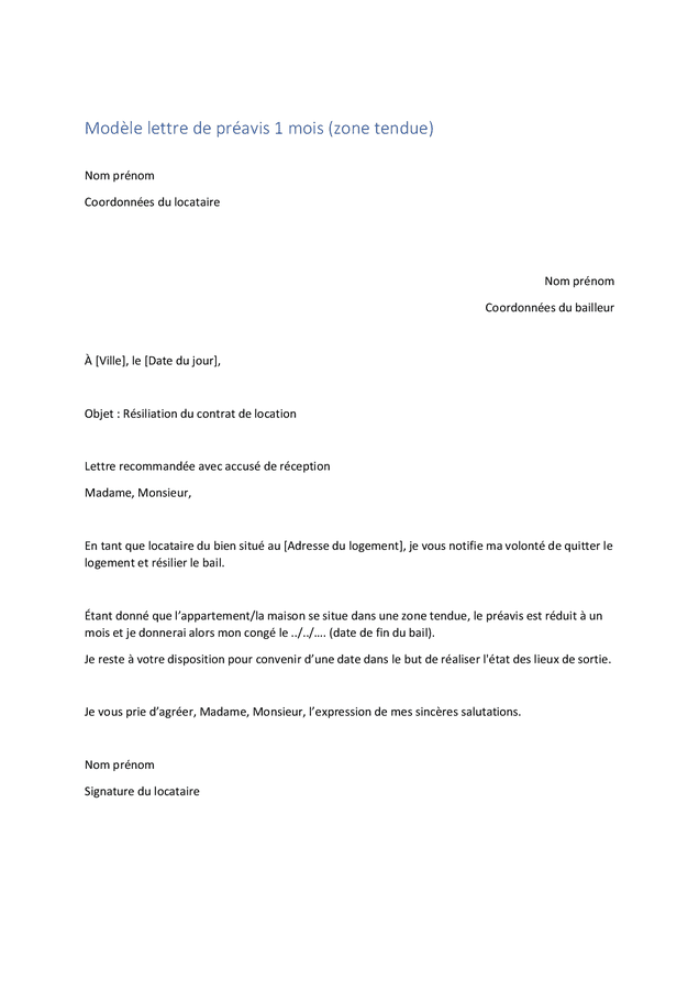 Modele De Lettre Pour Preavis Mod le Lettre Pr avis Appartement VXPTM